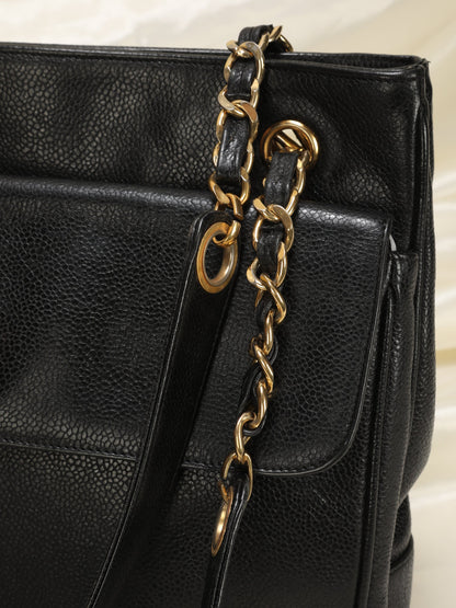 Chanel Turnlock Caviar Double-Sided Tote