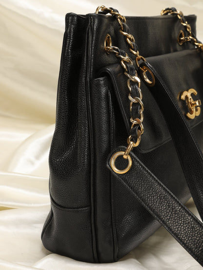 Chanel Turnlock Caviar Double-Sided Tote
