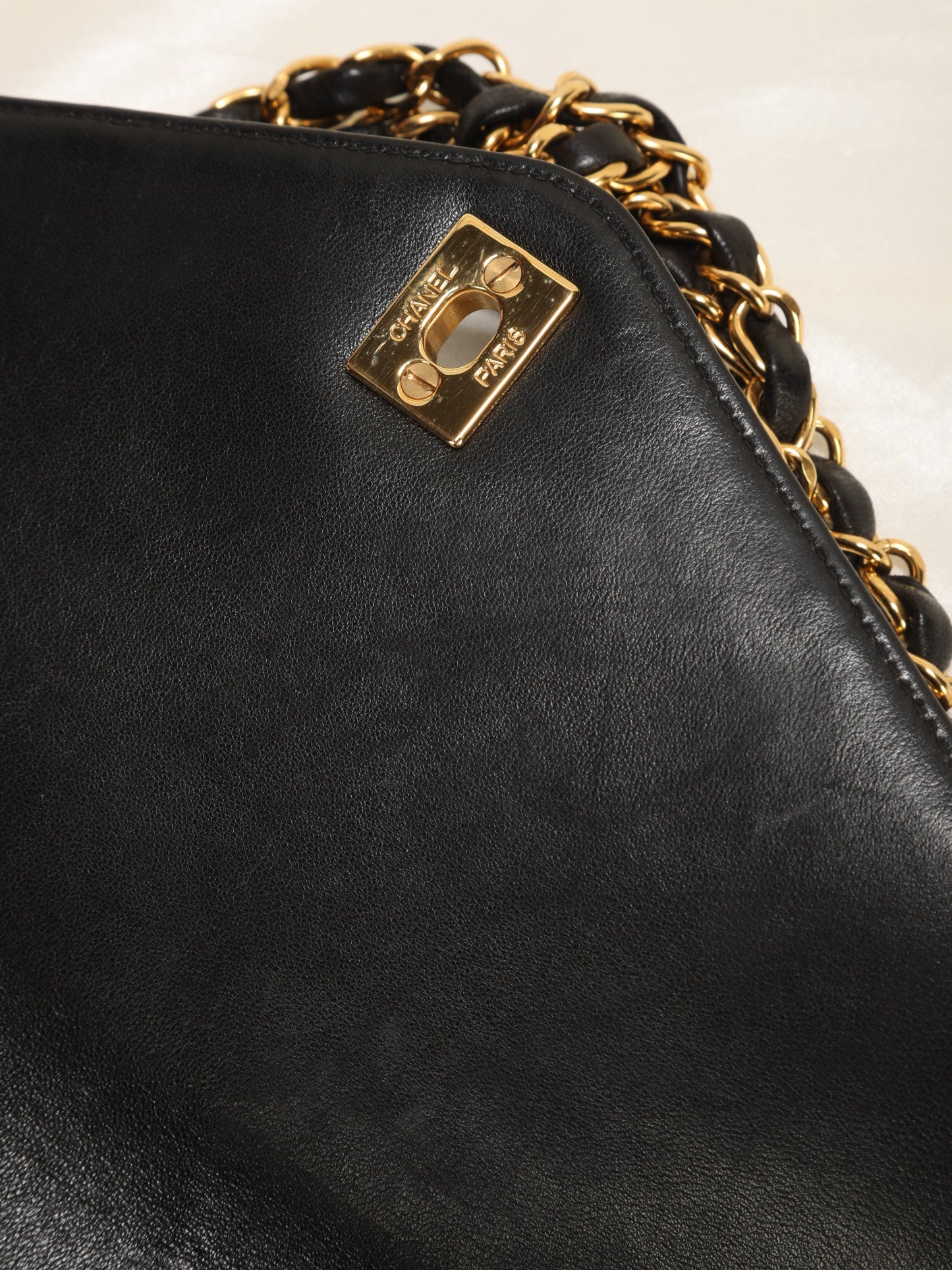 Extremely Rare Chanel Lambskin Knotted Half Flap
