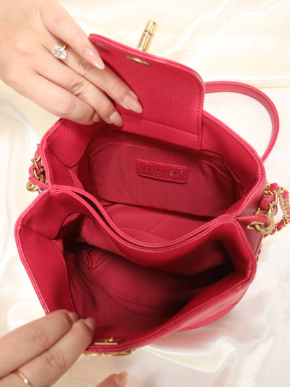 Chanel Caviar 2019 Scarf Chain Bucket Bag