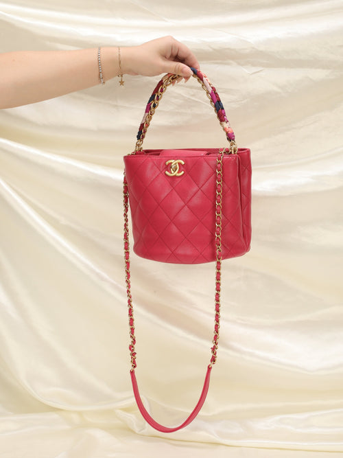 Chanel Caviar 2019 Scarf Chain Bucket Bag