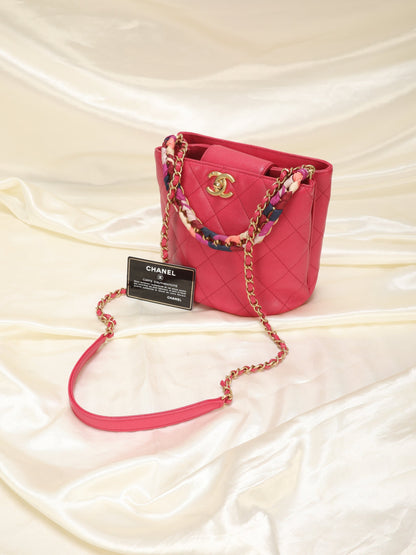 Chanel Caviar 2019 Scarf Chain Bucket Bag