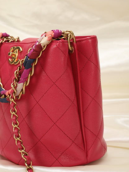 Chanel Caviar 2019 Scarf Chain Bucket Bag
