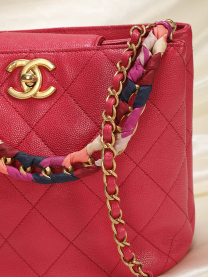 Chanel Caviar 2019 Scarf Chain Bucket Bag