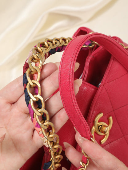 Chanel Caviar 2019 Scarf Chain Bucket Bag
