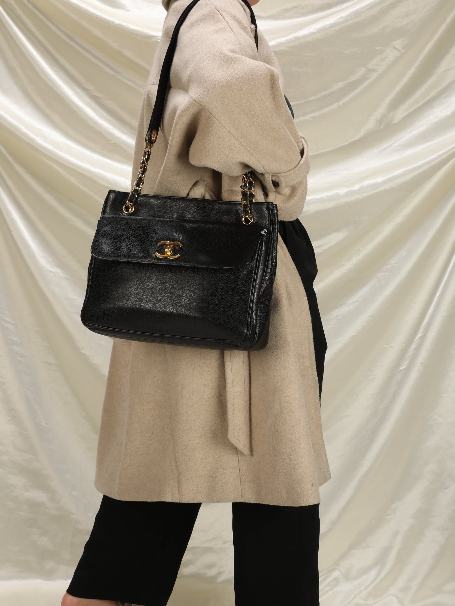 Chanel Turnlock Caviar Double-Sided Tote