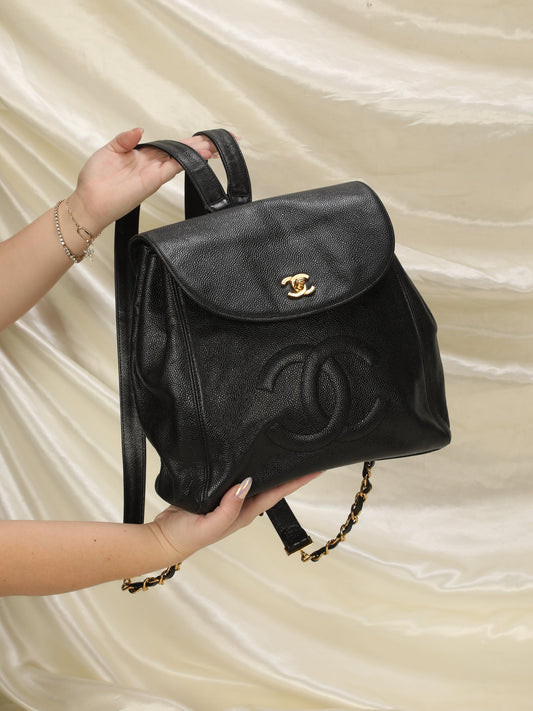 Extremely Rare Chanel Caviar Turnlock Backpack