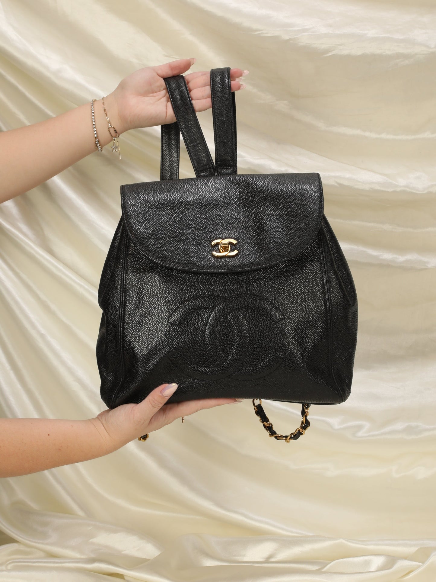 Extremely Rare Chanel Caviar Turnlock Backpack