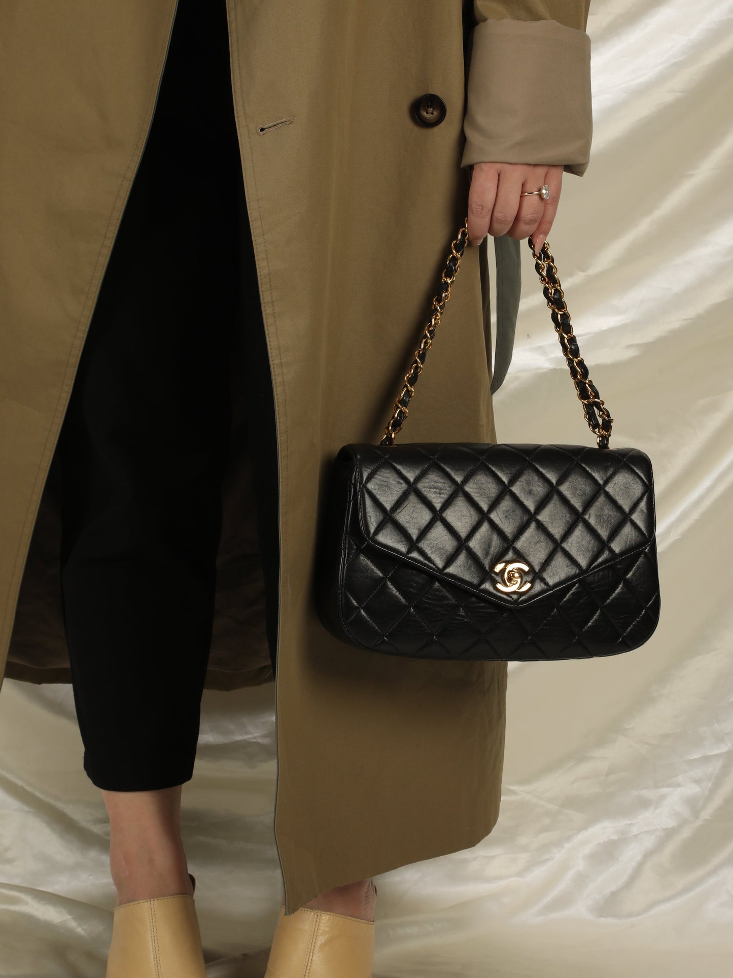 Extremely Rare Chanel Lambskin Knotted Half Flap