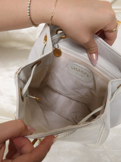 Chanel Caviar Logo Backpack