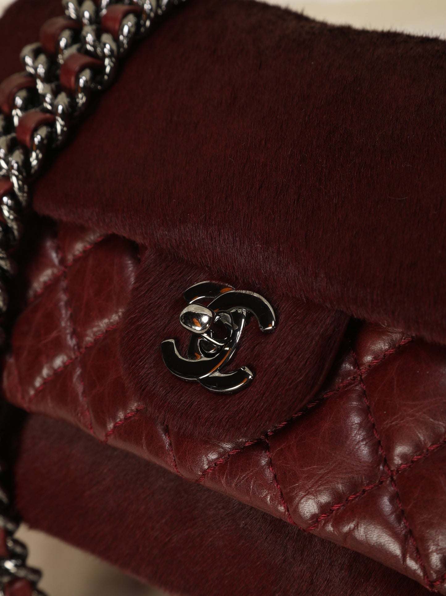Extremely Rare Chanel Pony Hair and Calfskin Double Flap