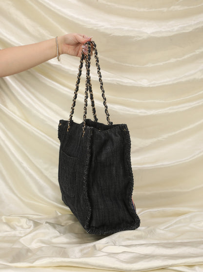 Extremely Rare Limited Edition Chanel Denim Embroidered Tote