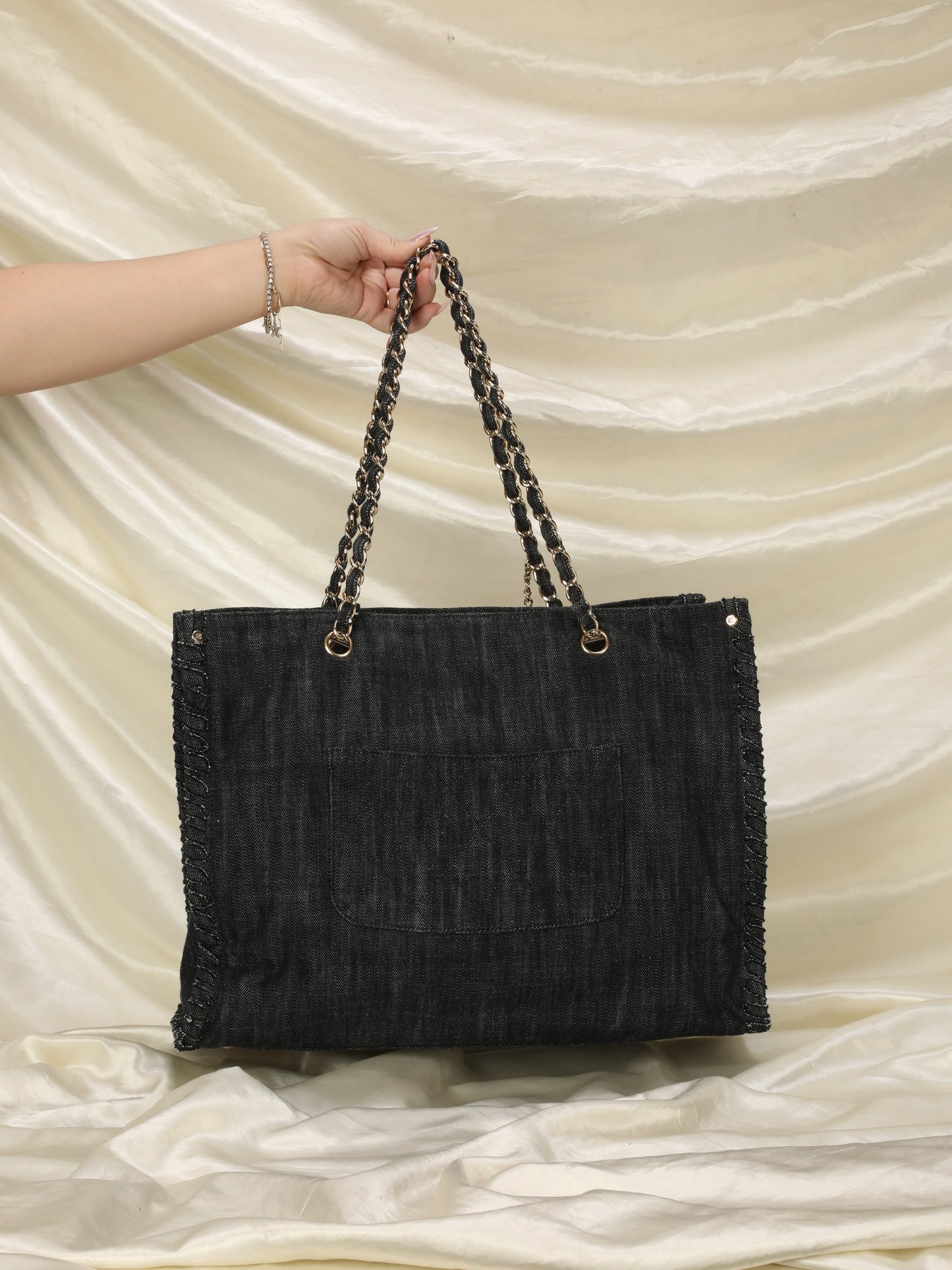 Extremely Rare Limited Edition Chanel Denim Embroidered Tote