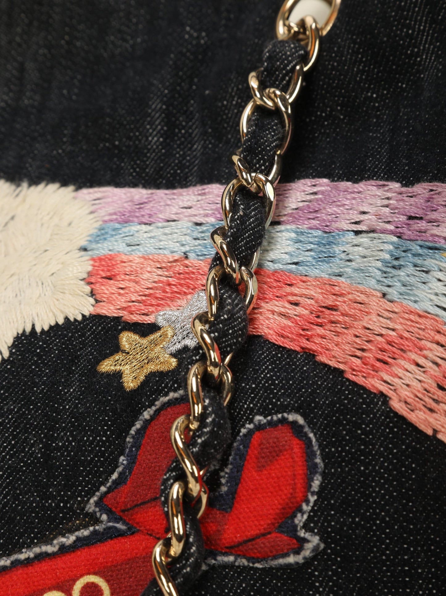 Extremely Rare Limited Edition Chanel Denim Embroidered Tote