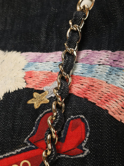 Extremely Rare Limited Edition Chanel Denim Embroidered Tote