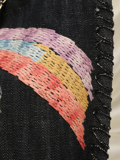 Extremely Rare Limited Edition Chanel Denim Embroidered Tote