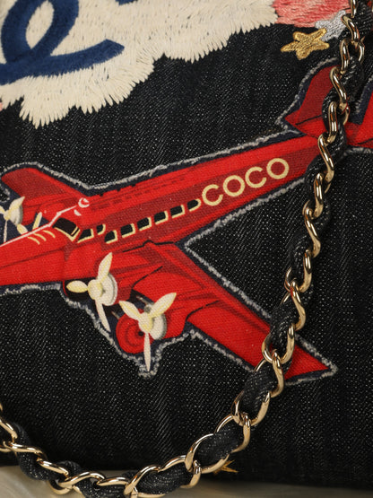 Extremely Rare Limited Edition Chanel Denim Embroidered Tote