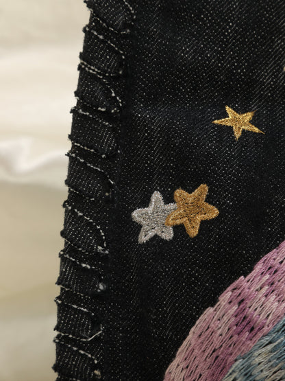 Extremely Rare Limited Edition Chanel Denim Embroidered Tote