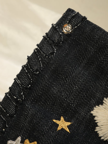 Extremely Rare Limited Edition Chanel Denim Embroidered Tote