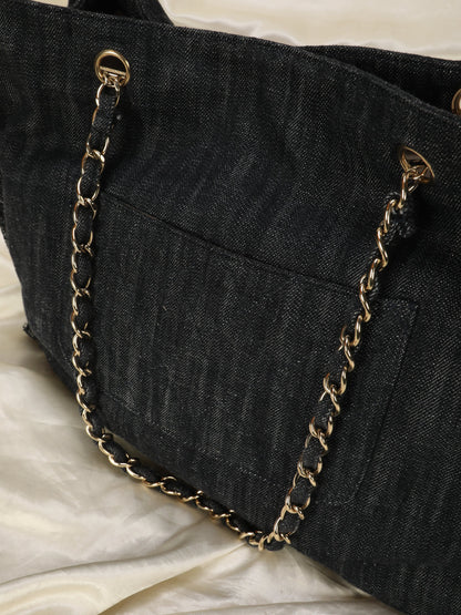 Extremely Rare Limited Edition Chanel Denim Embroidered Tote