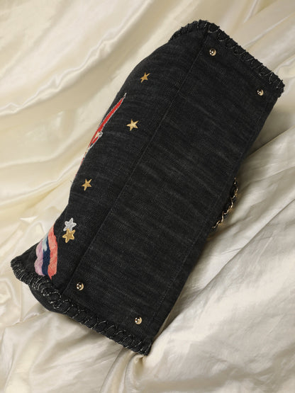 Extremely Rare Limited Edition Chanel Denim Embroidered Tote