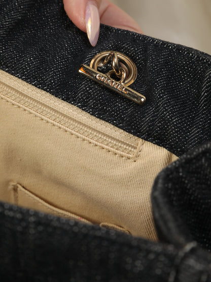 Extremely Rare Limited Edition Chanel Denim Embroidered Tote