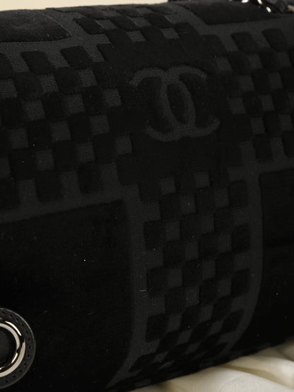 Chanel Velvet Checkered Chain Flap Bag