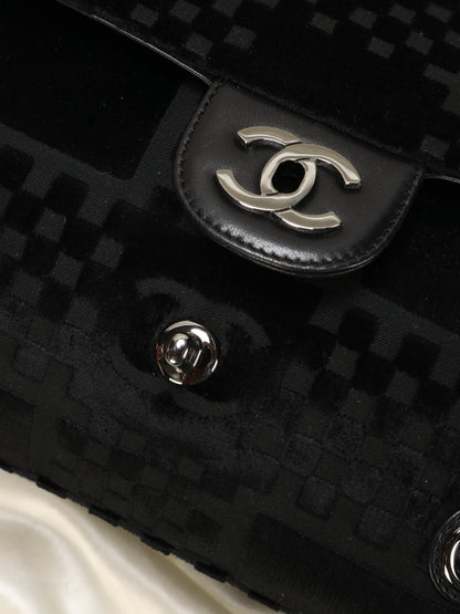 Chanel Velvet Checkered Chain Flap Bag