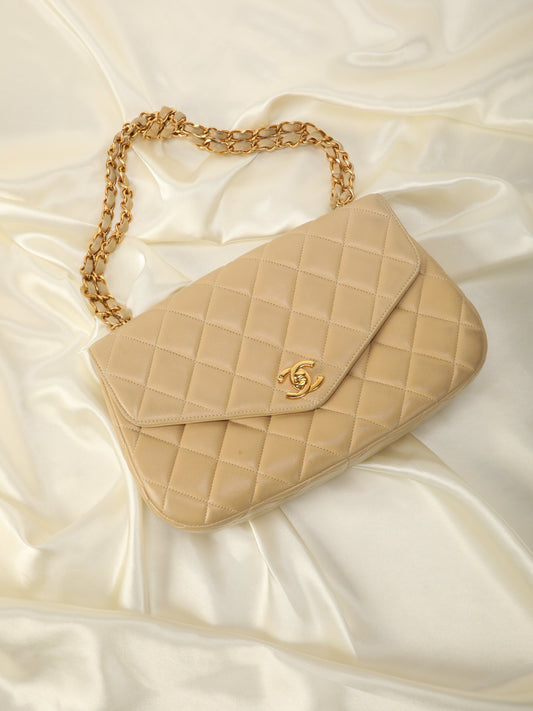 Extremely Rare Chanel Lambskin Half Flap