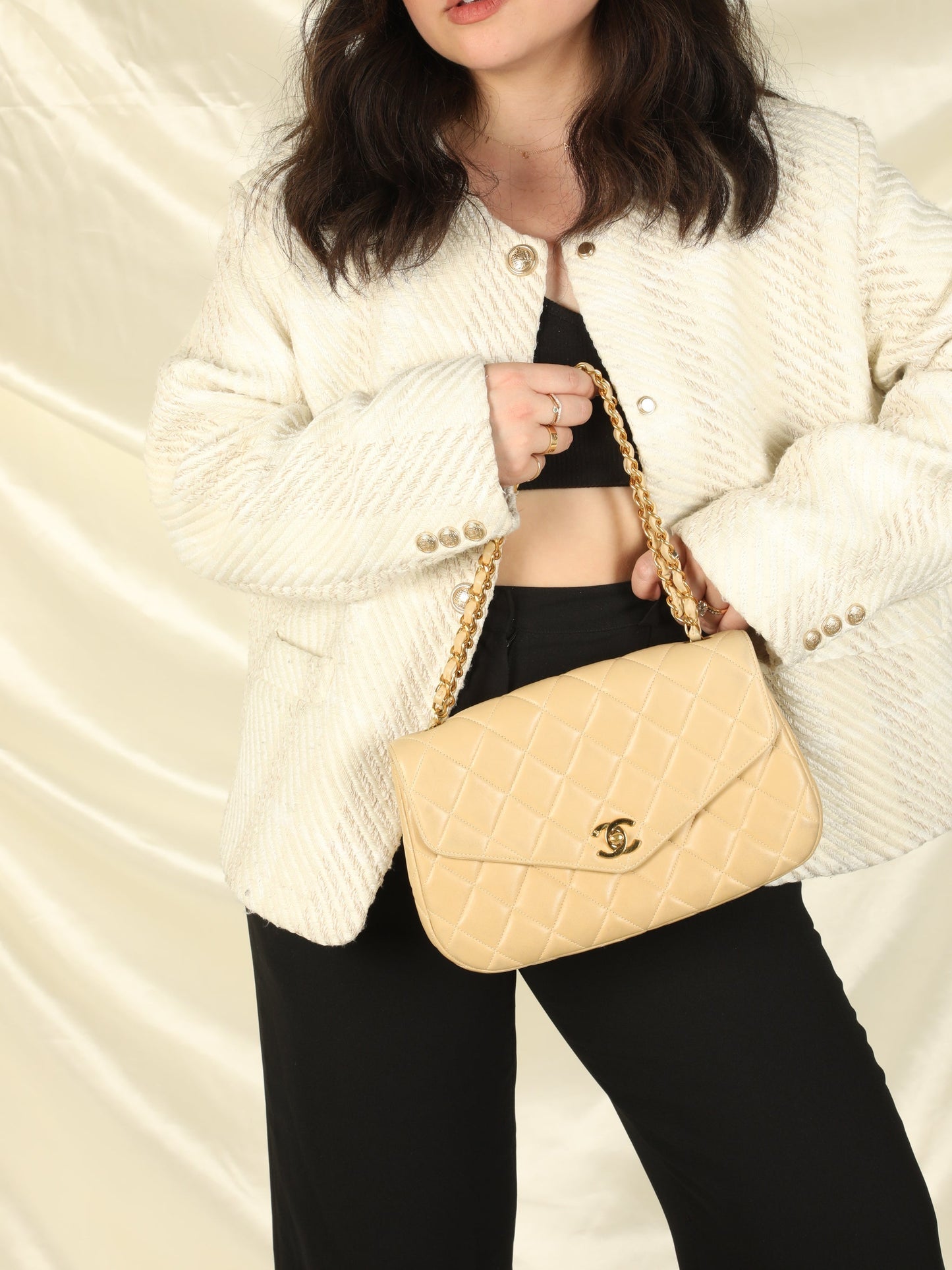 Extremely Rare Chanel Lambskin Half Flap