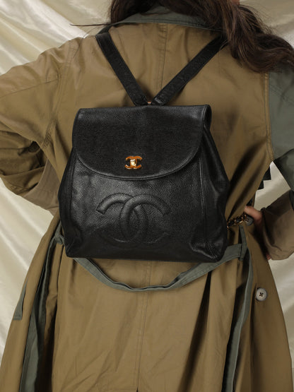 Extremely Rare Chanel Caviar Turnlock Backpack