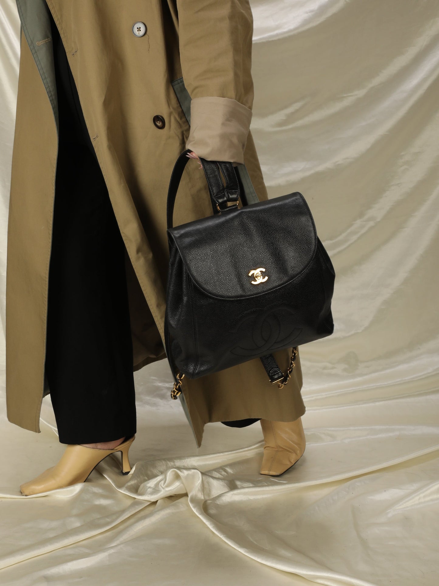 Extremely Rare Chanel Caviar Turnlock Backpack