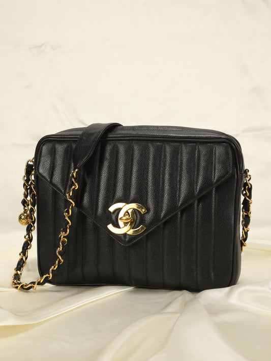 Extremely Rare Chanel Caviar Jumbo Vertical Camera Bag
