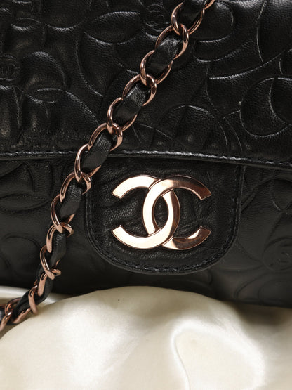 Extremely Rare Chanel Rose Gold Lambskin Camellia Flap Bag