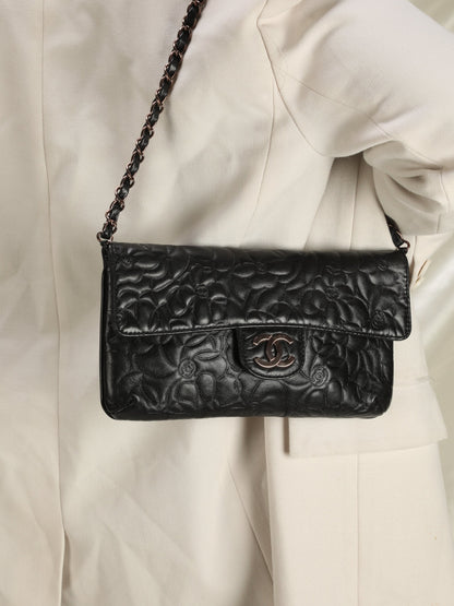 Extremely Rare Chanel Rose Gold Lambskin Camellia Flap Bag