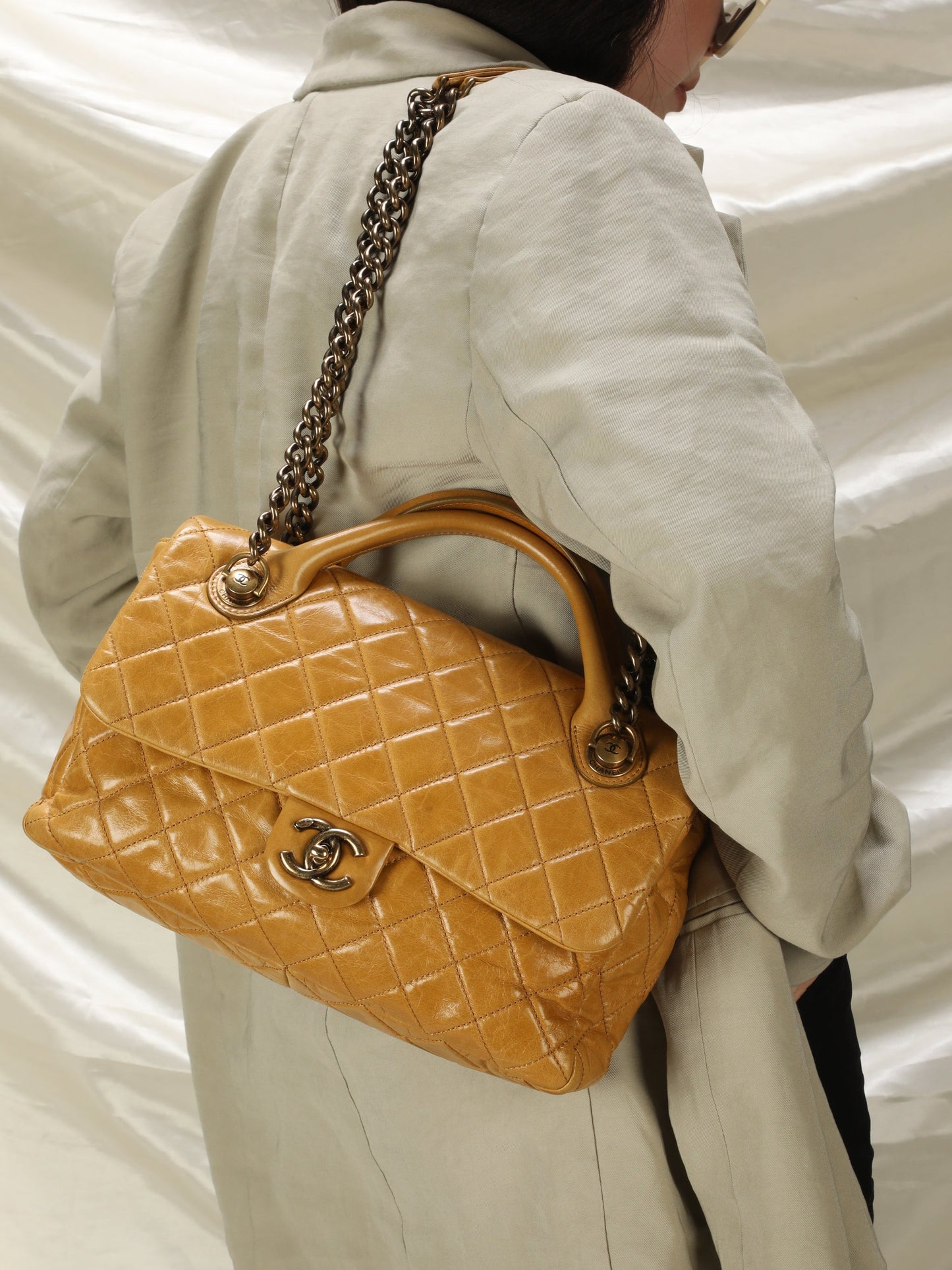 Chanel Mustard Top Handle Shoulder Bag
