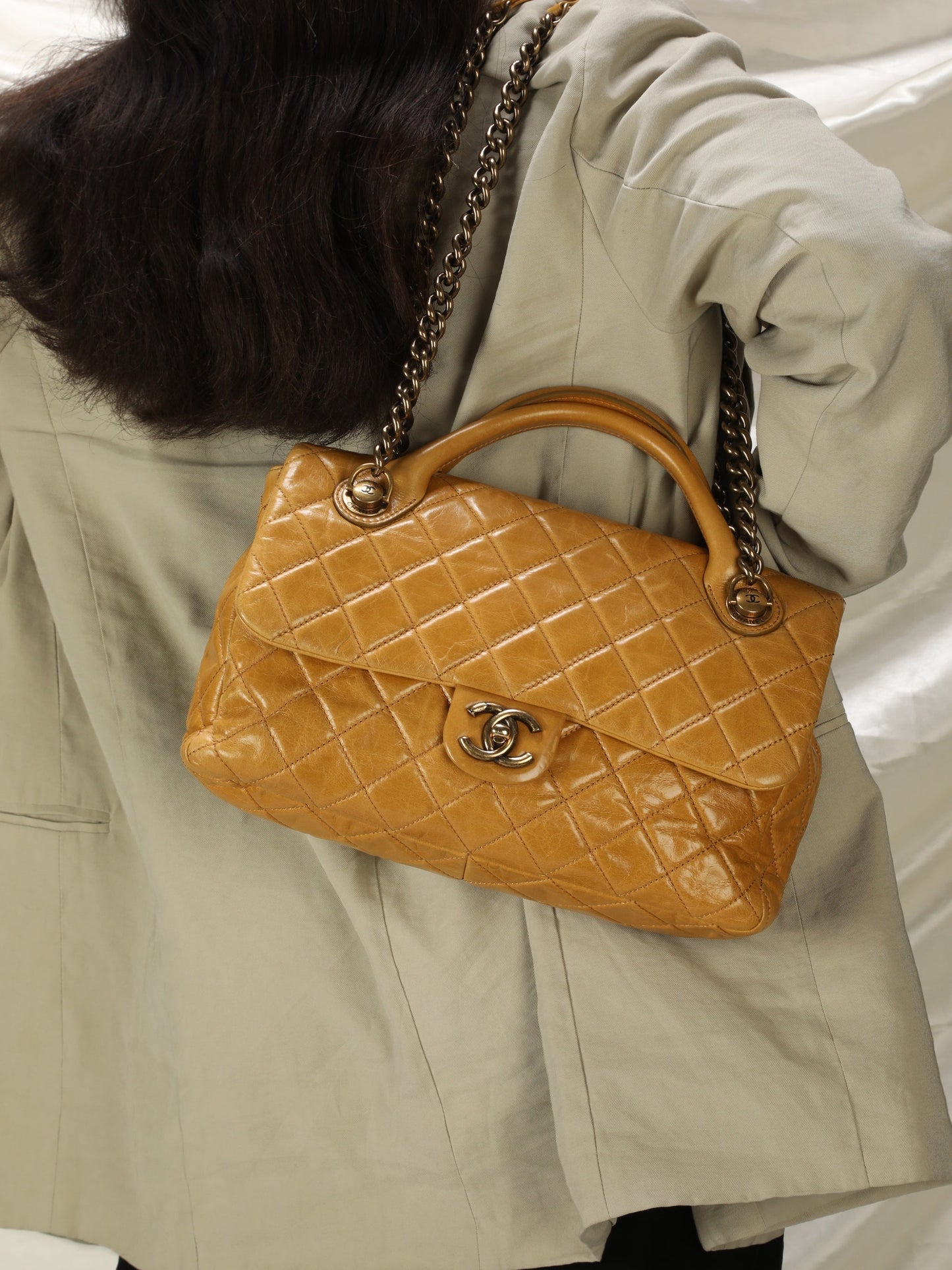 Chanel Mustard Top Handle Shoulder Bag