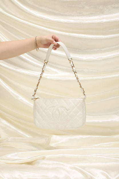 Chanel White Caviar Pochette