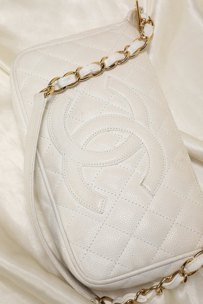 Chanel White Caviar Pochette