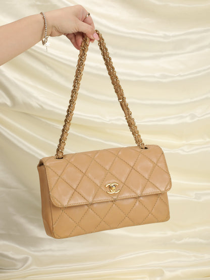 Chanel Beige Stitch Flap Bag