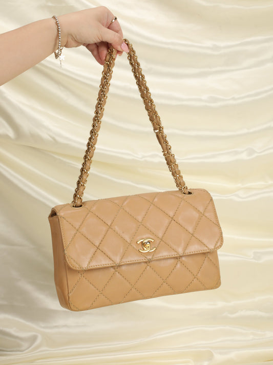Chanel Beige Stitch Flap Bag