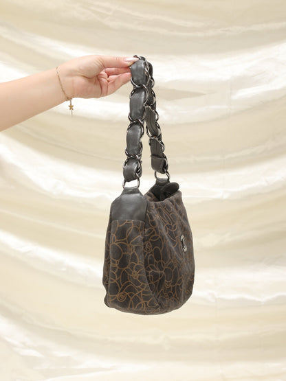Chanel Camellia Suede Shoulder Bag