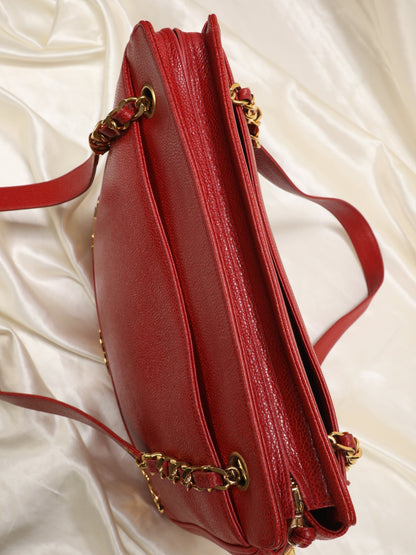 Chanel Caviar Red Logo Tote