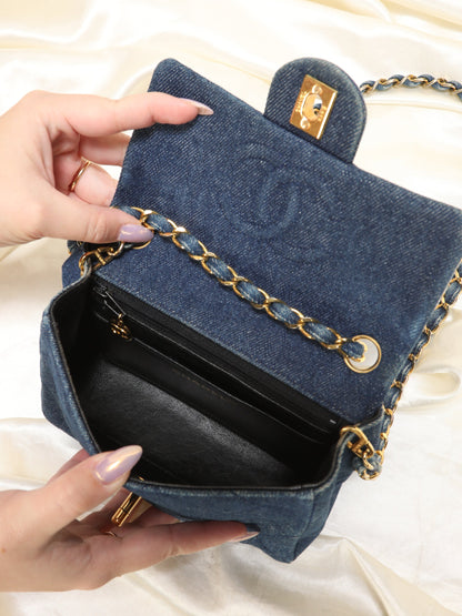 Extremely Rare Chanel Denim Mini Classic Flap