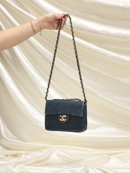Extremely Rare Chanel Denim Mini Classic Flap