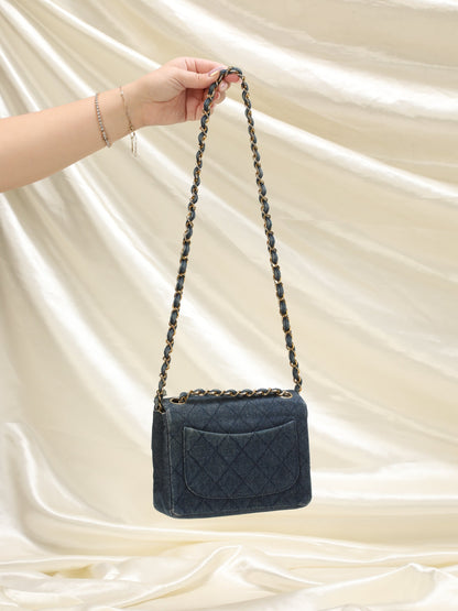 Extremely Rare Chanel Denim Mini Classic Flap
