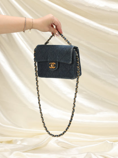 Extremely Rare Chanel Denim Mini Classic Flap