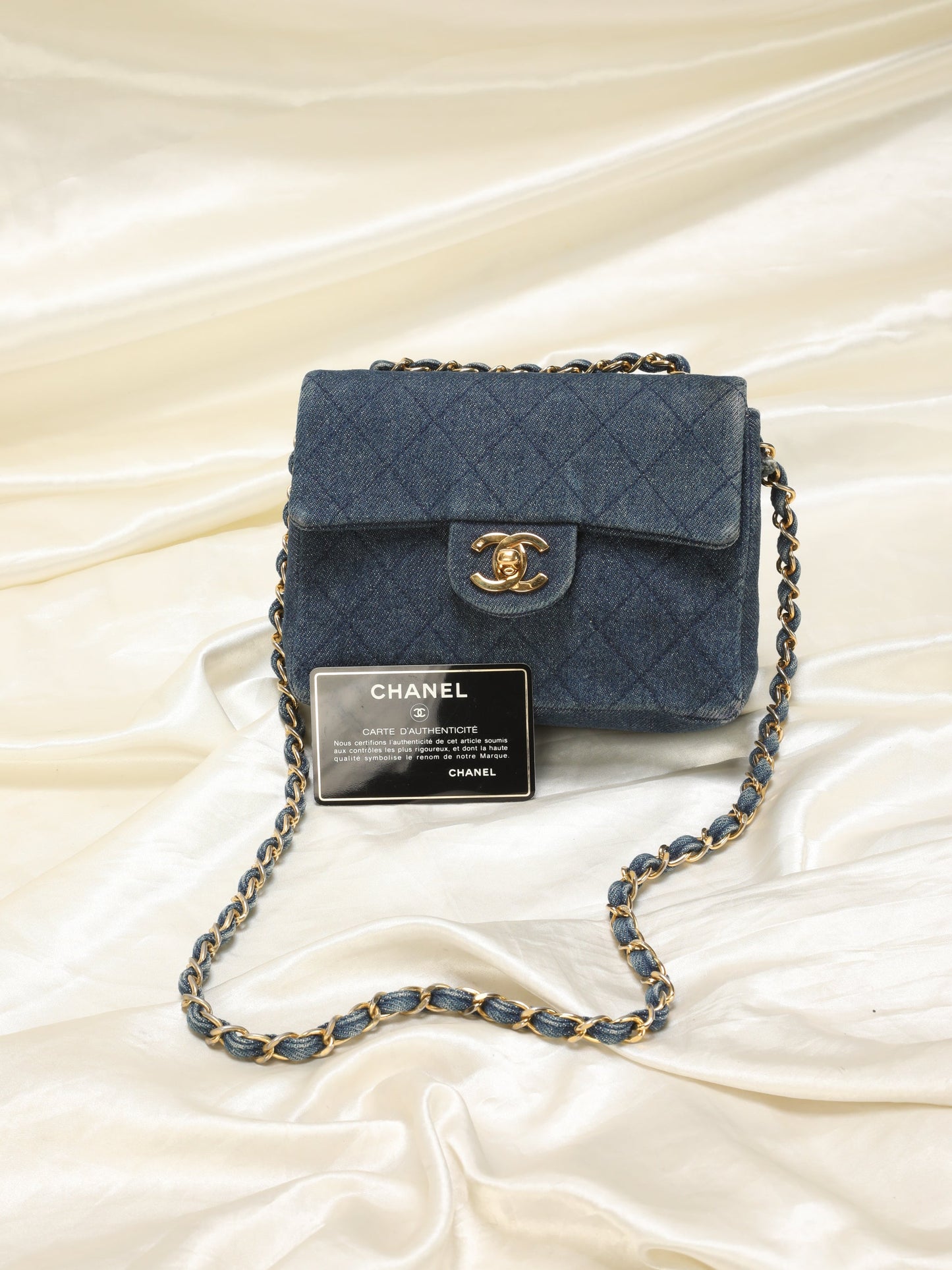 Extremely Rare Chanel Denim Mini Classic Flap
