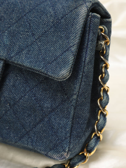 Extremely Rare Chanel Denim Mini Classic Flap