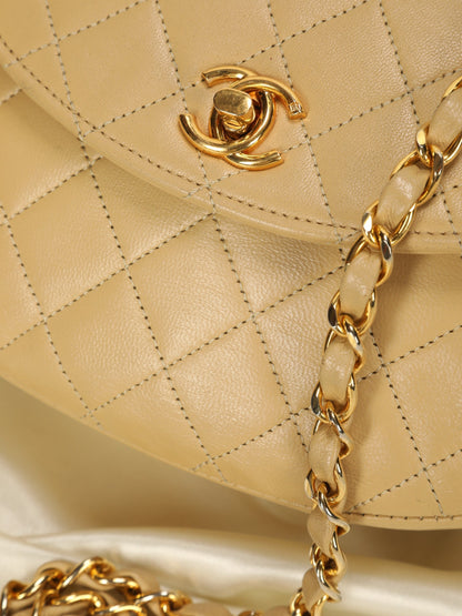 Chanel Round Beige Quilted Turnlock